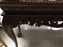 Closeup of large entry table