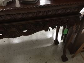 Closeup of large entry table