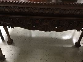 Closeup of large entry table