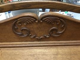 Closeup of Antique oak dresser