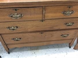 Close up of Antique oak dresser