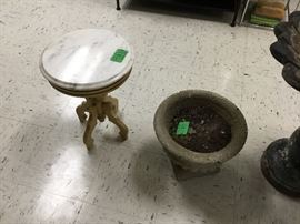 Planter & small table with marble top
