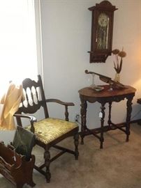 ANTIQUE FURNITURE AND CLOCK