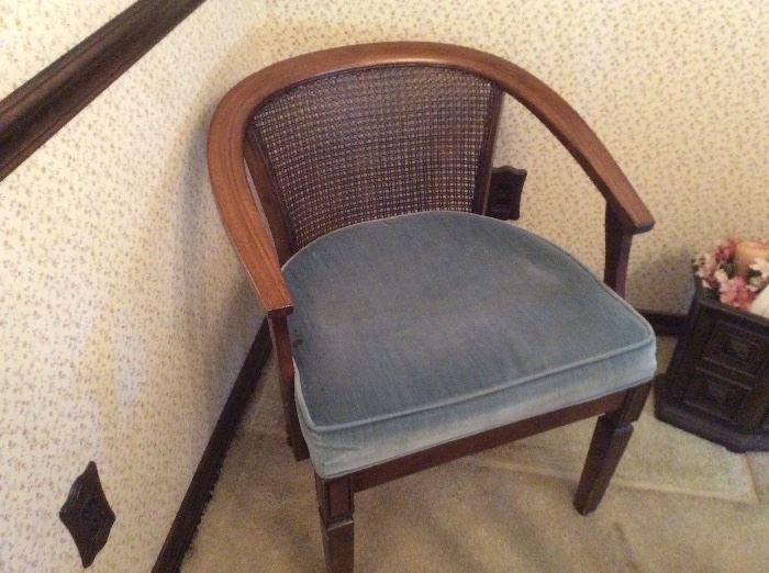 mid century wicker back occasional chair