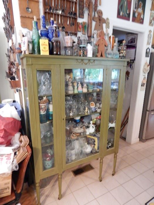 Painted green curio cabinet FULL