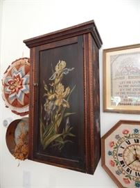 Painted folk art hanging cabinet