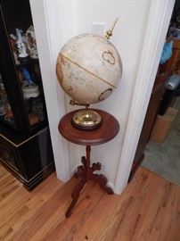 Vintage globe on Victorian pedestal