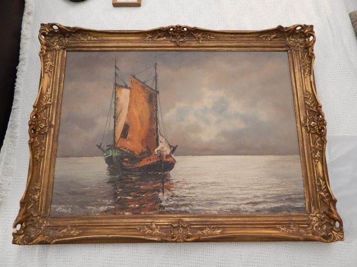 Signed "heck" oil on canvas Baltic Sea scene
