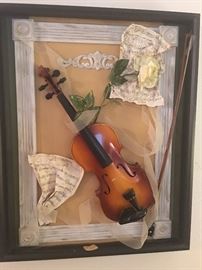 Collage with old violin