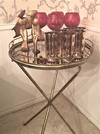 Brass Gallery Tray on Stand.  Tray can be used alone, or with Stand.