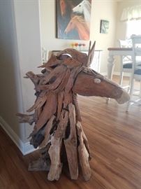 3ft tall driftwood horse