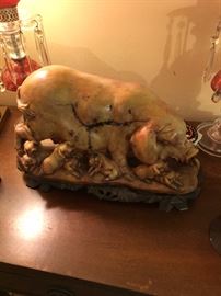 Large carved pig with piglets