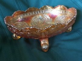 Antique  Fenton carnival glass banana bowl
