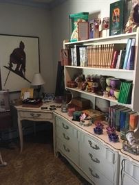 French Provincial  sectional corner desk, dressers & bookshelf