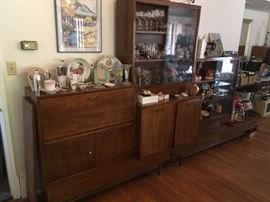 Mid -Century  wall unit including bar & china cabinet