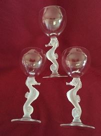 Vintage Bayel French crystal claret stems