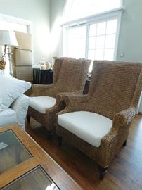 Rattan Wing Back Chairs