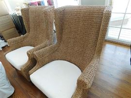 Rattan Wing Back Chairs 