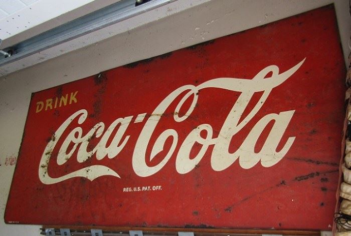 Large metal antique Coca-Cola Sign