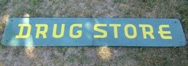 Large Vintage metal Drug Store Sign