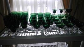 Emerald green hand blown stemware