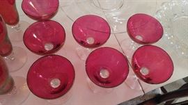 Hand blown cranberry stemware