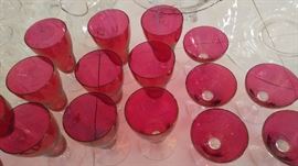 Hand blown cranberry stemware