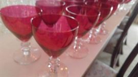 Hand blown cranberry stemware