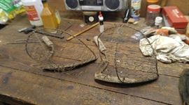 Vintage Antique Hand Scythe Sickle Old Farm Tool Primitive with catcher wire baskets