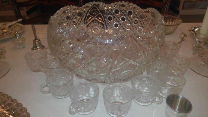 Antique crystal punch bowl beautiful shape