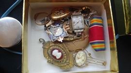 Antique jewelry watches shell cameo's & more