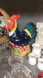 Patriotic Rooster cookie jar