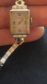 Antique Art Deco Blancpain Diamond & 14k white gold Elongated Lady’s Watch