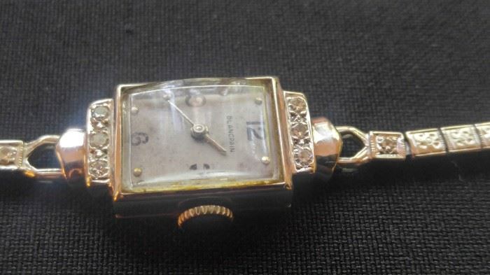 Antique Art Deco Blancpain Diamond & 14k white gold Elongated Lady’s Watch