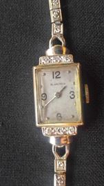 Antique Art Deco Blancpain Diamond & 14k white gold Elongated Lady’s Watch