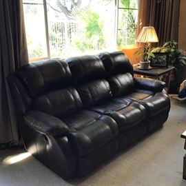 Second reclining leather sofa