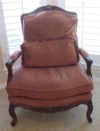 One of two Sherrill Furniture French Bergere chairs