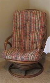 Vintage rattan swivel rocker