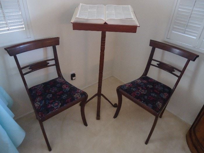 Vintage chairs and music stand