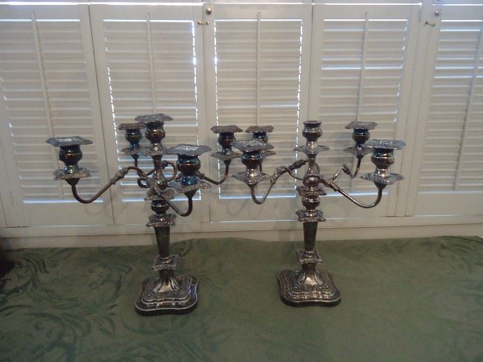 Silver plated candleabras