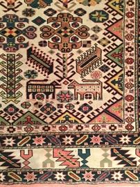 Detail of the hand knotted oriental rug.