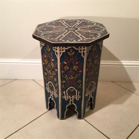 Vintage hand-painted moorish style tamboret.