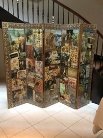Custom made large four panel folding screen.