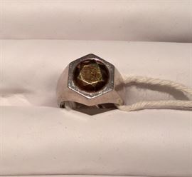 Sterling and 18k gold ring by Elsa Peretti for Tiffany & Co., size 5.
