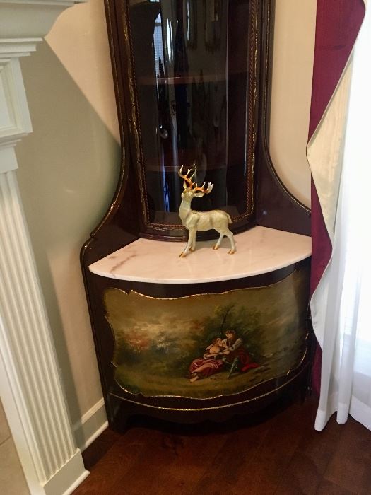 French cabinet with hand painted mural. Once was in a bordello  in New Orleans