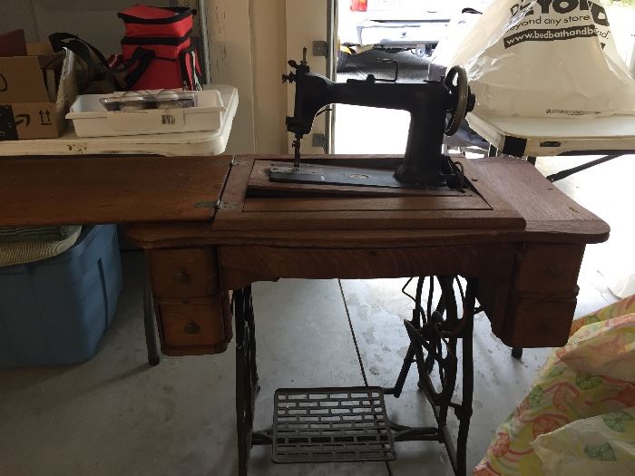 Antique Wheeler & Wilson sewing machine and table