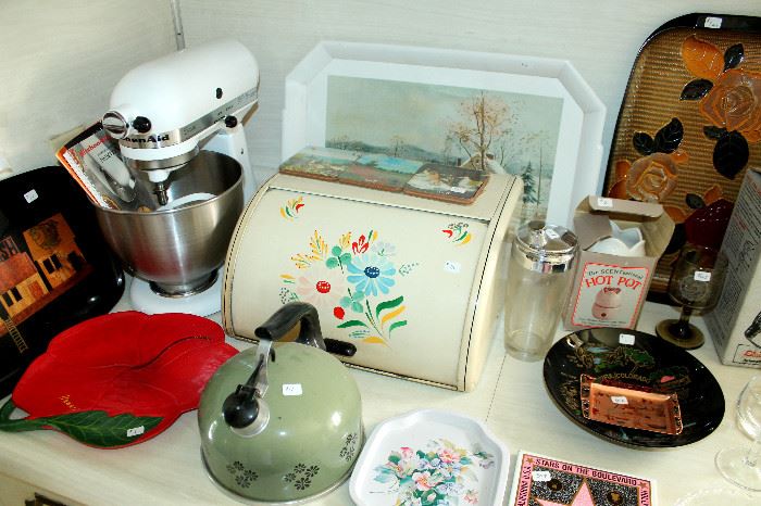 KitchenAid mixer, vintage bread box, and more kitchen items