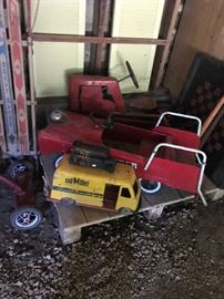 Red Riding Toy Tractor, Car from Adventureland, and DuMont Truck