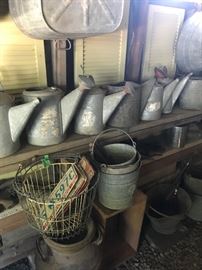 Watering Cans, Egg Baskets, Buckets, and Washtubs