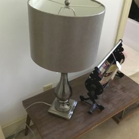 Lamp and vintage paper roll